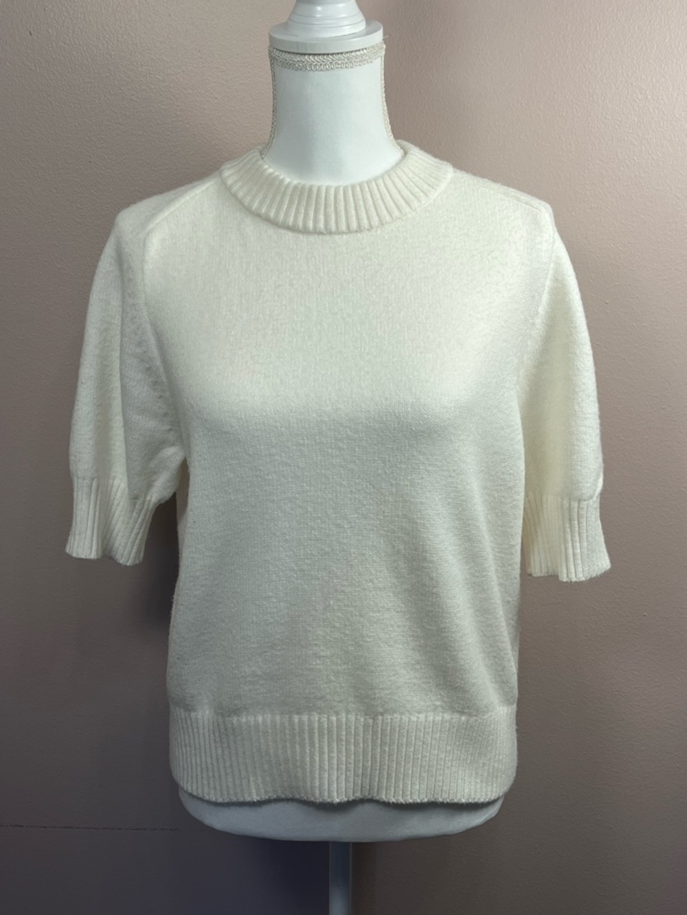 Ann Taylor Ivory Short-Sleeve Sweater